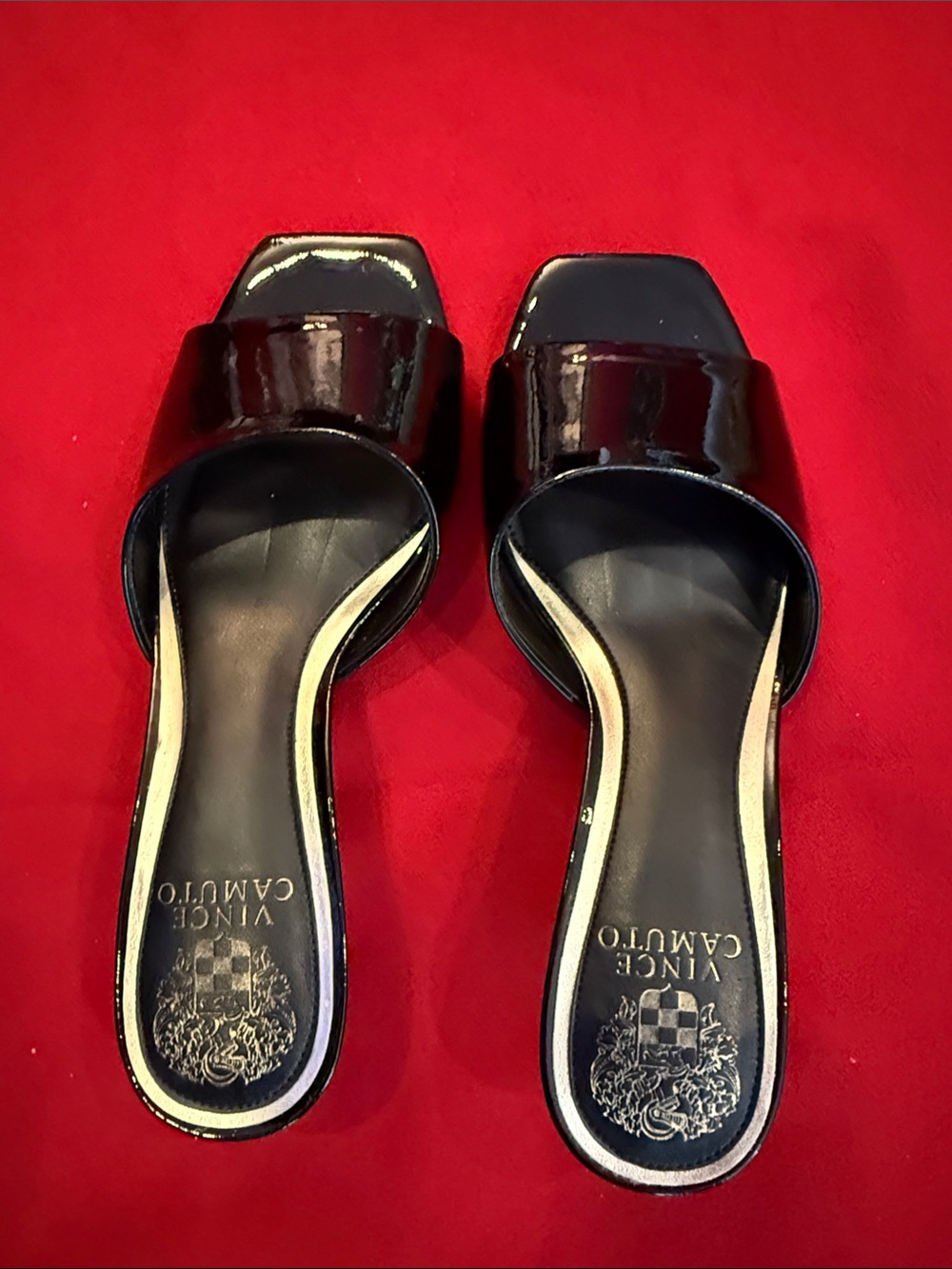 Vince Camuto Black Patent Slide Mules